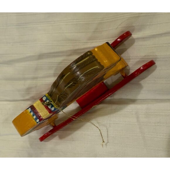 Vintage Hand-Painted Wooden Lion Rocking Toy Ornament - Picture 6 of 6